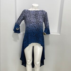 New York & Company Blue Ombre Leopard Hi-Low Tunic